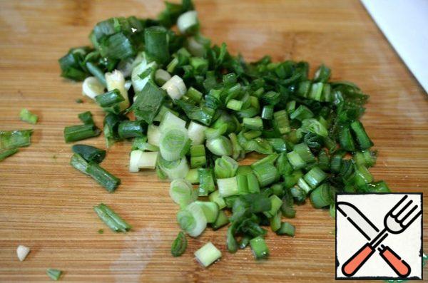 Mix everything, add the chopped green onions.
