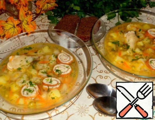 Chicken Soup with Omelet and Vegetables Recipe