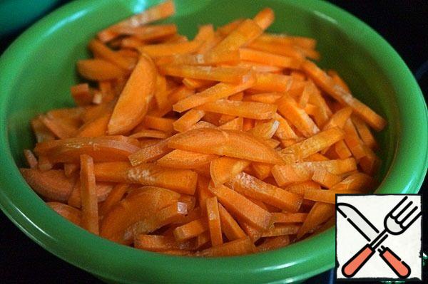 Carrots cut into cubes.
