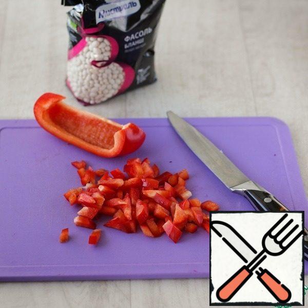 Add the diced bell pepper.
