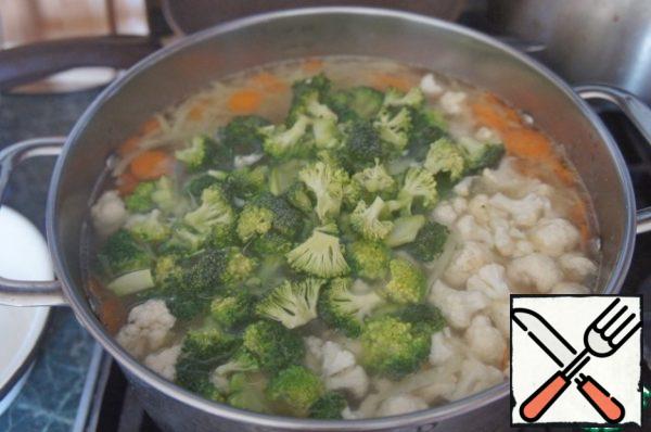 Add cauliflower and broccoli.