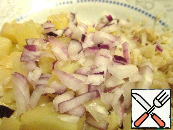 Onions cut into small cubes.