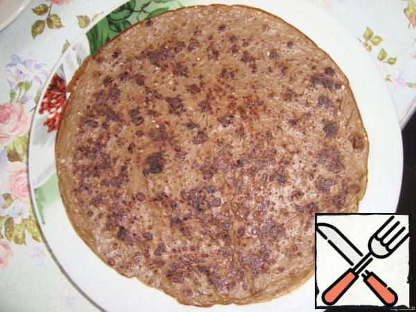 Bake in a pan like regular pancakes. I take on one sheet of incomplete scoop of the finished mixture.