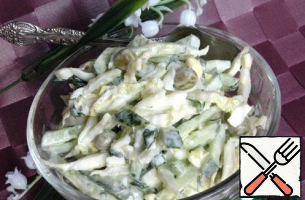 Salad with Cucumbers, Green Peas and Eggs Recipe