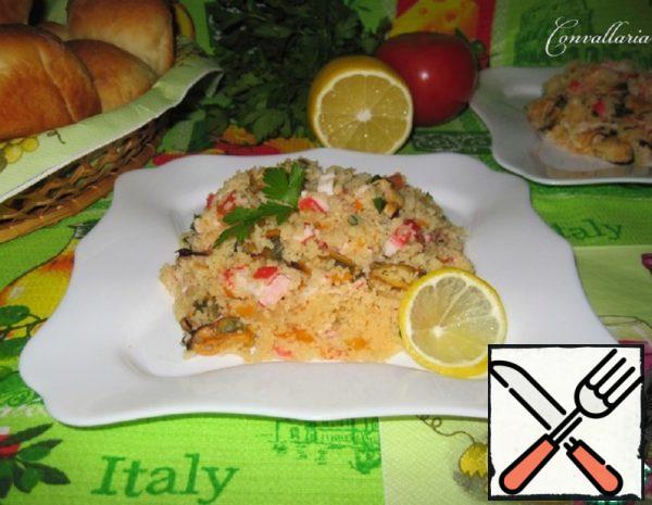 Couscous with Mussels and Crab Sticks Recipe