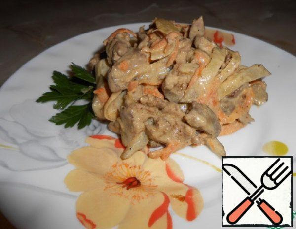 Salad with Chicken Liver and Pickled Cucumber Recipe