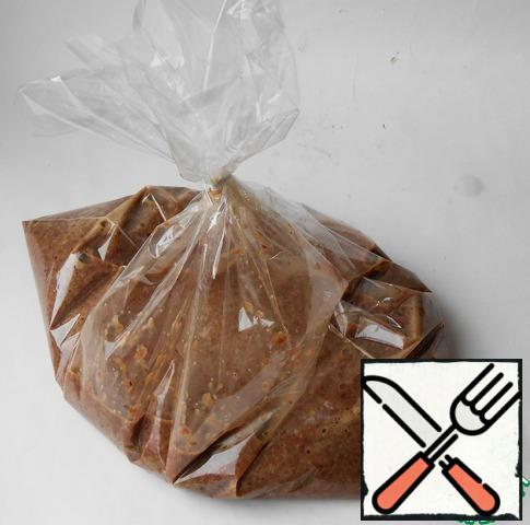 Place the mixture into a baking bag and tie the bag.