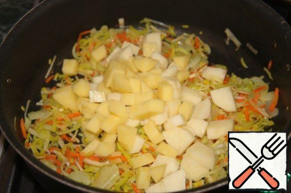 Pour over the potatoes.
