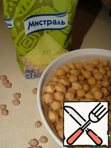Soak chickpeas in cold water for 6-8 hours, you can at night.