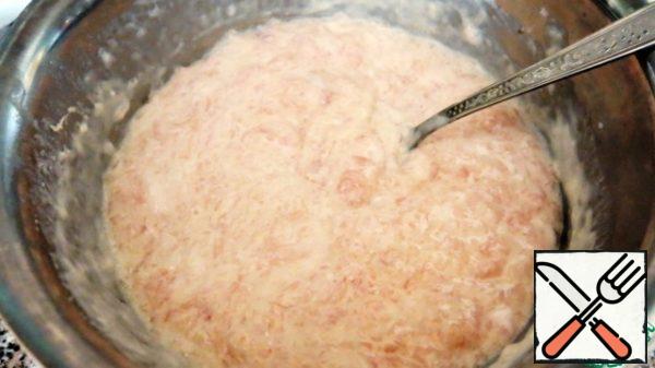 Then add the flour, salt and mix well again. The dough should turn out like sour cream, but not very thick. The spoon fall and not flow. Flour can be add still! At your discretion.