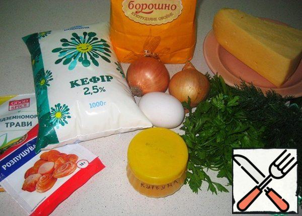 The necessary ingredients for the cake.
