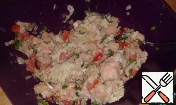 Add bran, salt, pepper and mix well.
