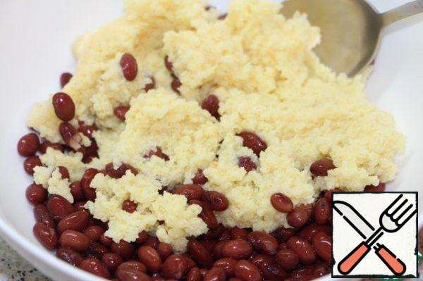 Mix beans and millet grits, puree blender or crank through a meat grinder.