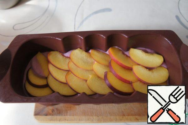 Then put thin slices of peach.