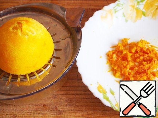 Remove the zest with a fine grater and squeeze the juice.