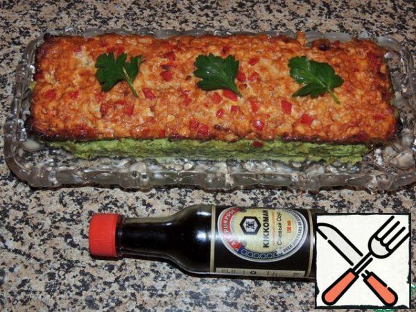 Bake for 35-40 minutes at 180 degrees. Cool the finished terrine slightly and cut into portions. It is delicious both hot and cold.