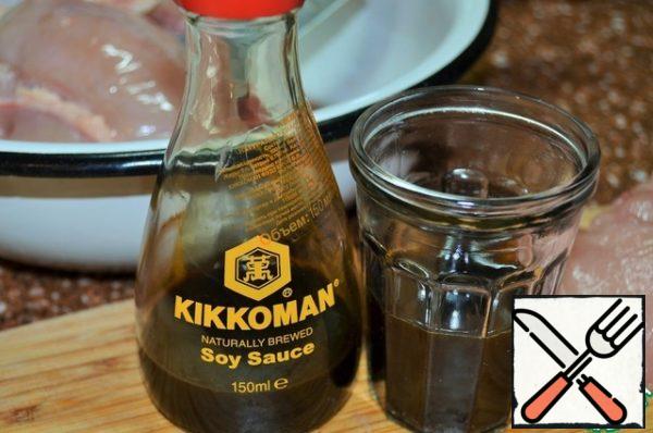 Dilute soy sauce with boiled water. Check for salt and taste.