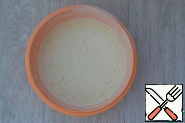 Add the remaining milk, mix well.
