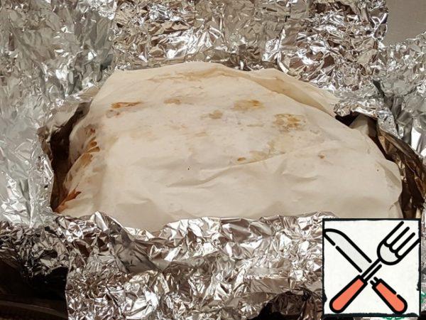 Unwrap the meat and remove the paper.
