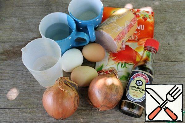 Everything we need to make a salad. The eggs are raw.
