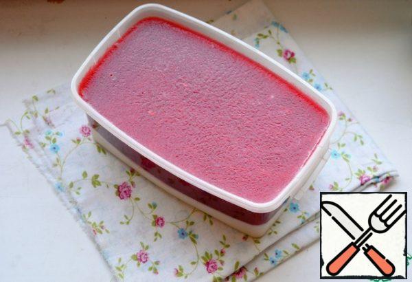 Carefully pour the red layer over the white layer and refrigerate until completely solidified for 2-3 hours.