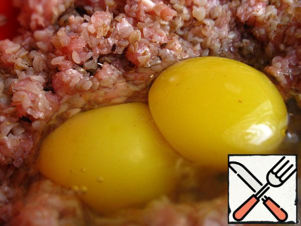 Break into two beaten eggs.
