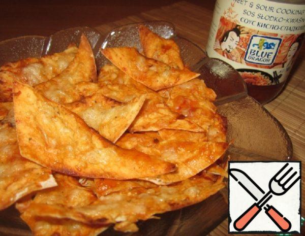 Pita Bread Chips in Sweet and Sour Sauce Recipe