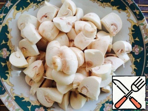 Mushrooms cut into large pieces (as in the photo).