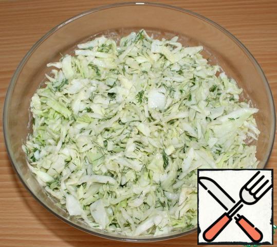 Mix well, but no need to knead the cabbage.
