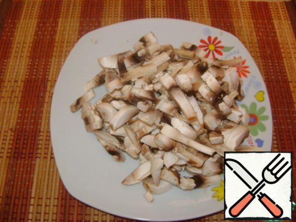 Mushrooms cut into large strips.