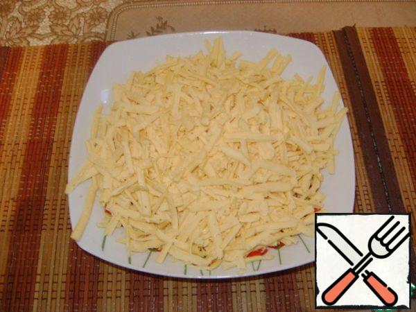 Cheese to grate on a large grater. To postpone 1/3.