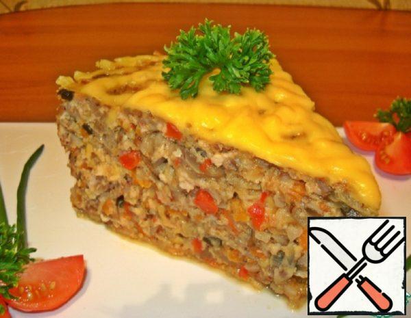 Buckwheat Casserole with Minced Meat, Mushrooms and Cheese Recipe