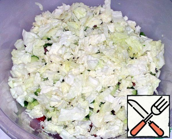 Chopped cabbage.