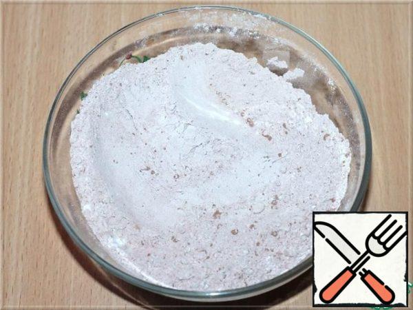 Mix dry ingredients: flour, vanilla sugar, cocoa powder and salt.