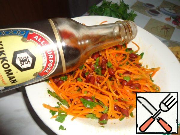 Add soy sauce and vegetable oil.
