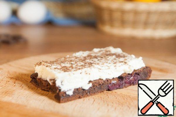 Brownies with Cherries and Cottage Cheese Cream Recipe