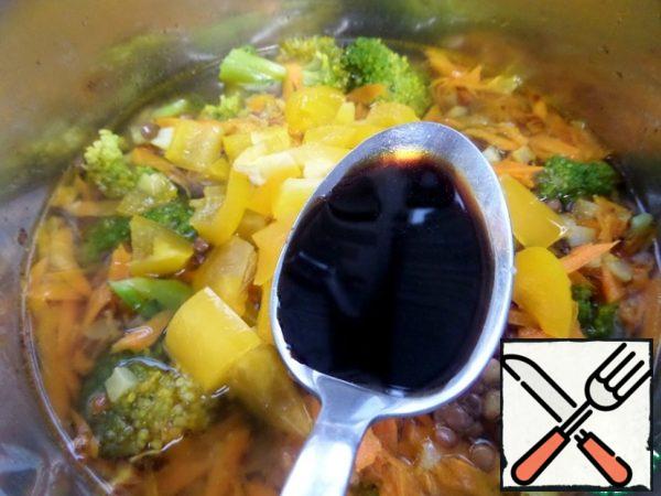 Pour in a spoonful of soy sauce.
