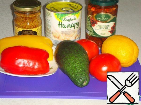 The necessary ingredients. The oil and greens in the picture are not included.