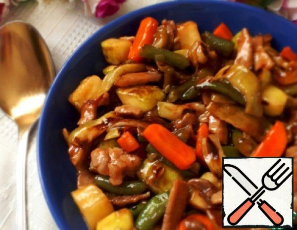 Vegetables with Meat in Sweet and Sour Sauce  Recipe
