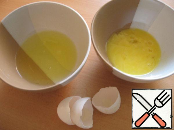 Egg whites separate from the yolks and put them in the fridge.