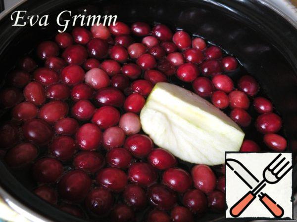 Cranberry and Apple fill with water, bring to a boil and turn off.