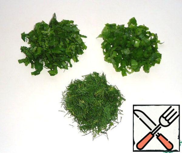 Chop the greens.

