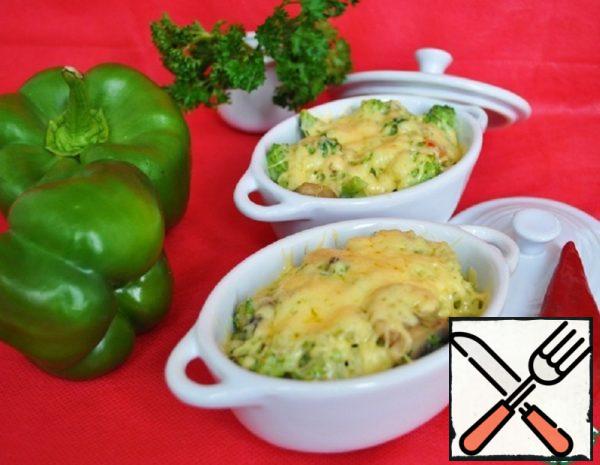 Julienne with Broccoli, Bell Peppers and Mushrooms Recipe