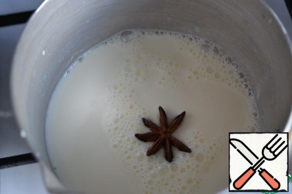 Boil milk with star anise.