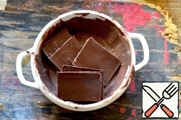 Melt the chocolate in the microwave or in a water bath.
