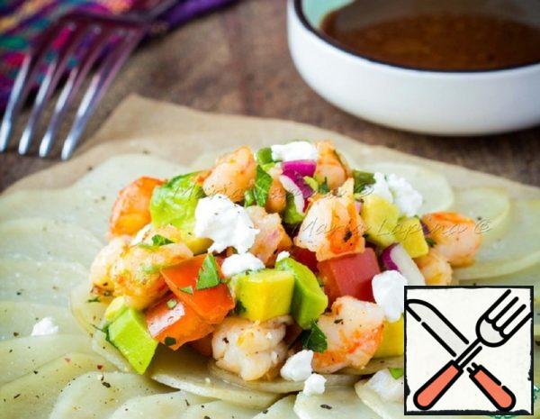 Salad with Shrimps on Potato Gratin Recipe