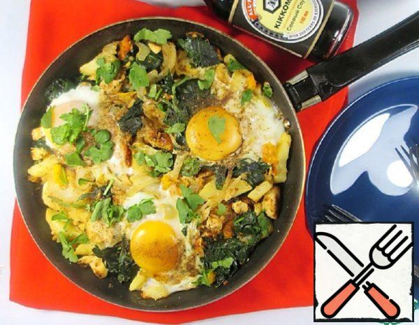 Potato Tortilla with Fried Eggs and Chicken Recipe