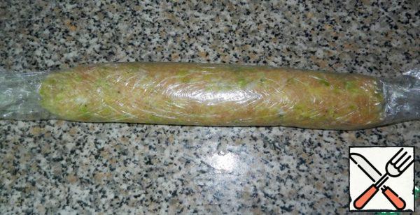 Form a sausage. I do it in cling film, but you can do it in any shell.
