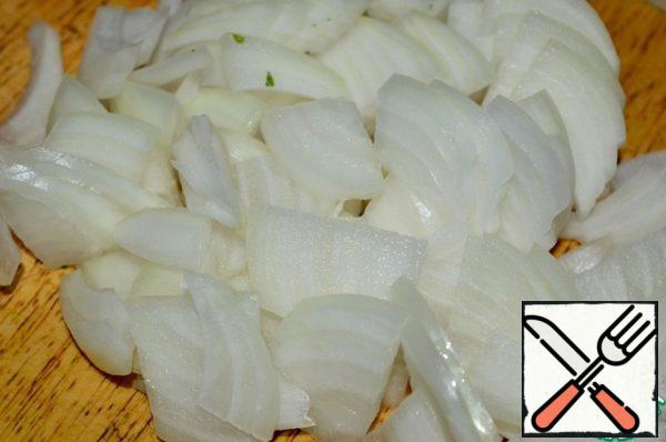 Onions cut into strips.