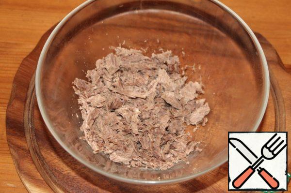 Boiled beef cut into cubes or strips.
